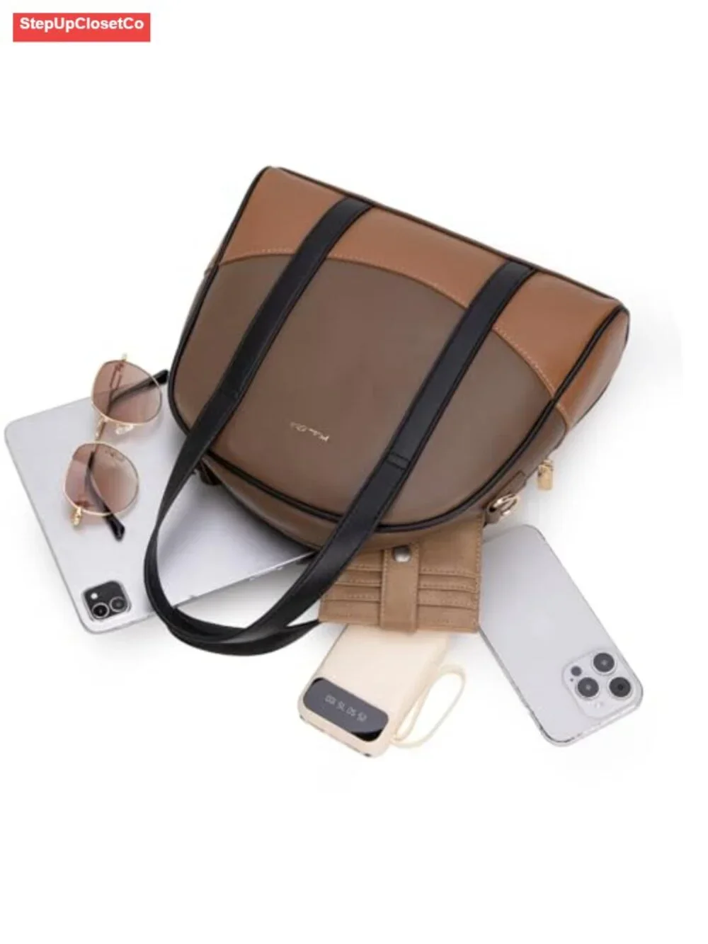 Medium Soft Vegan Leather Top Handle Satchel with Crossbody Strap - Picture 3 of 6